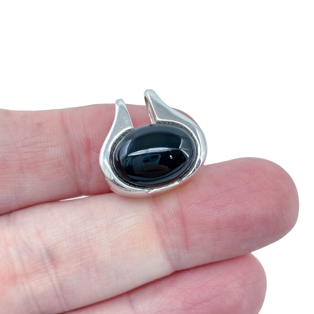 Vintage Sterling Silver 925 Black Resin Slide Pendant